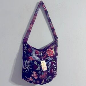 Johnny Was Velvet Wide Strap Embroidered Floral Women Tote Bag NWT